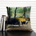 Axyaa Cute Dog Cat Pattern 45x45cm Linen Pillowcase for Living Room Sofa