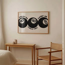 Axyaa Retro 8 Ball Wall Art - Fashionable Black and White Print for Home and Bar Decor