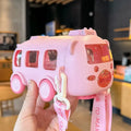Axyaa Bus-Shaped Children's Sippy Cup with Strap: Cute, Portable, Anti-Fall Drinking Bottle