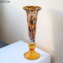 Mottled Glass Goblet Vase for Stylish Floral Arrangement by Axyaa