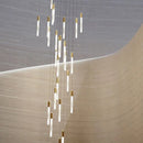 Axyaa Luxurious Gold Pendant Lamp - Modern Strip Chandelier for Dining and Bedroom