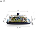 Axyaa Hand-painted Ceramic Butter Plate with Lid Butter Box Cheese Plate