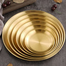 Axyaa Stainless Steel Buffet Plates - Korean Style Durable Shallow Dishes