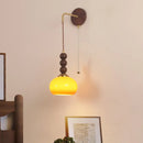 Axyaa Walnut Wood LED Wall Lamp with Pull Chain Switch