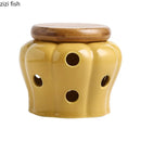 Axya Ceramic Garlic Ginger Jar with Wooden Lid Home Kitchen Organizer Container