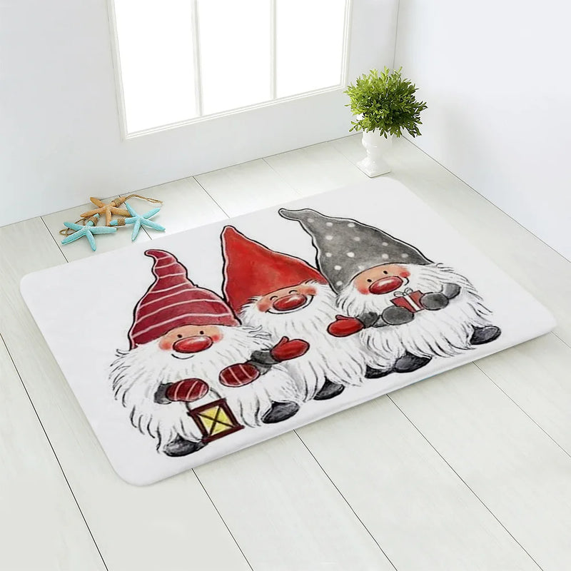 Santa Deer Welcome Mat by Axyaa: Festive Holiday Non-Slip Floor Decor