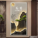 Axyaa Pine Entrance Landscape Wall Painting with High-End Electronic Clock