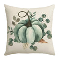 Axyaa Harvest Pumpkin Plaid Linen Blue Pillow Cover for Festive Decor