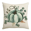 Axyaa Harvest Pumpkin Plaid Linen Blue Pillow Cover for Festive Decor