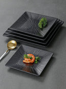 Axyaa Melamine Black Snack Plate: High Quality Square Dining Dish.