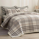 Axyaa Plaid Quilt Set 3-Piece Queen Bedding with 2 Pillow Shams, Reversible Coverlet