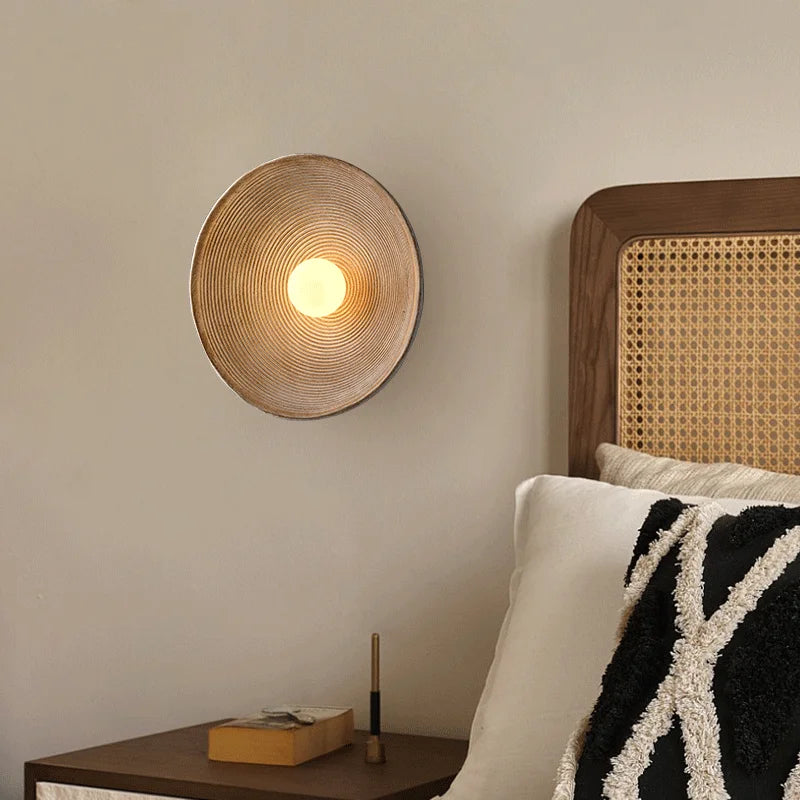 Retro Japanese Style Wall Circle Lamp by Axyaa for Bedroom, Living Room, Dining Room