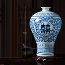 Axyaa 34cm Blue and White Porcelain Vase Antique Chinese Style Flower Arrangement