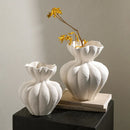 Axyaa White Frosted Grain Bud Vase: Ceramic Floral Arrangement Handicraft