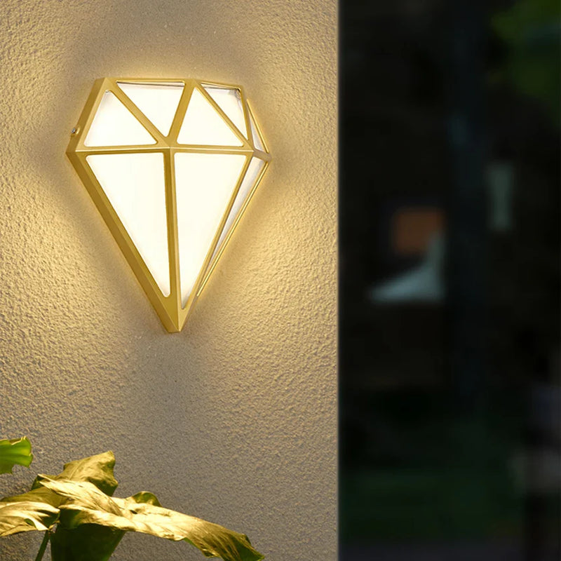 Axyaa Modern Diamond-Shaped Waterproof Wall Sconce for Porch, Terrace, and Garden Decor