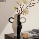Axyaa Ceramic Double Ear Vase: Home Decor, Flower Arrangement, Hydroponic Display