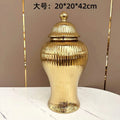 Axyaa Ceramic General's Vase in Electroplated Gold Finish