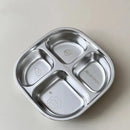 Axyaa Capybara Stainless Steel Divided Dinner Plate, 3/4 Grids, Cute & Reusable