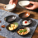 Axyaa Japanese Style Ceramic Snack Plates with Dipping Bowls