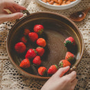 Axyaa Stone Pottery Double-eared Tray - Japanese Retro Ceramic Dish - Household Fruit Plate