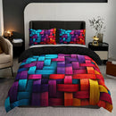 Axyaa Geometric Plaid Duvet Cover Set - 3 Piece All-Season Bedding