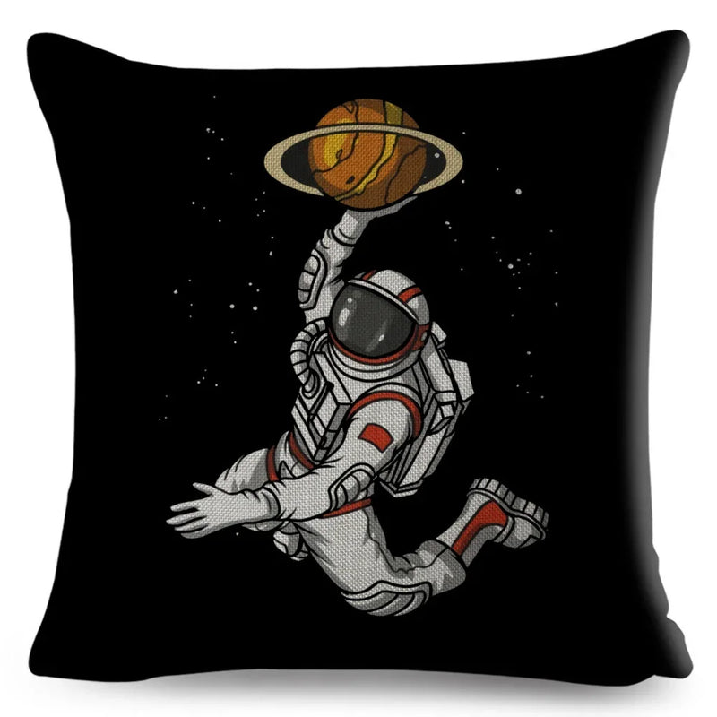 Axyaa Astronaut Sports Cushion: Fun Home Decor for Kids Room, Planet & Music Theme