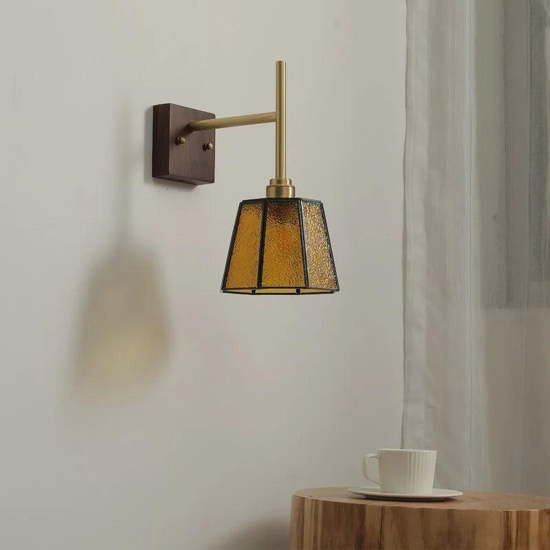 Axyaa Glass Copper LED Wall Lights Modern Bedside Lamp 4w Applique Da Parete