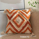 Axyaa Embroidered Geometry Tassel Pillow Cover for Stylish Home Decor