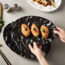 Axyaa Ceramic Fish Plate with Wavy Design, Ideal for Steamed Fish or Cake Display