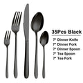 Axyaa Stainless Steel Black Cutlery Set - Elegant Dinnerware Collection