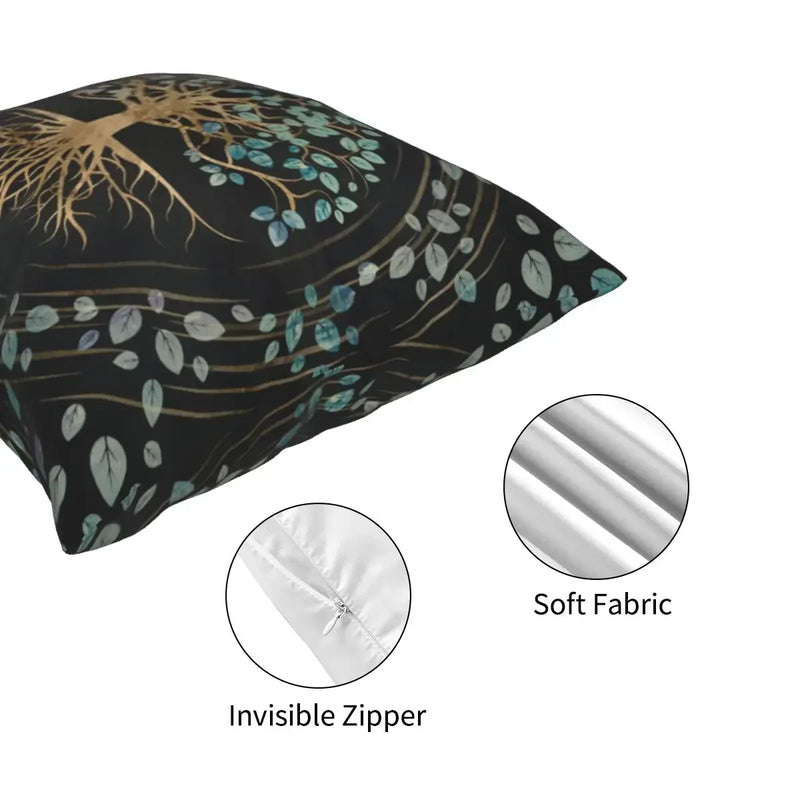Axyaa Tree of Life Mystic Viking Gold Cushion Cover Pillowcase
