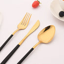 Axyaa Black Gold Stainless Steel Dinnerware Set for Dining & Events