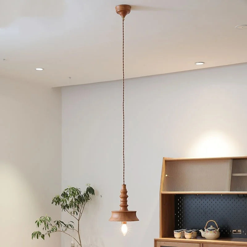 Axyaa Japanese Style LED Pendant Lights: Wooden Hanging Lamp for Home, Bedroom, Living Room, Restaurant