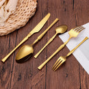 Axyaa Gold Stainless Steel Cutlery Set - 30Pcs Western Dinner Utensils