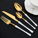 Axyaa 16-Piece Gold Stainless Steel Cutlery Dinnerware Set - Western Tableware Knife Fork Spoon