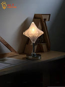 Axyaa Vintage Star Table Lamp with USB Charging - Artistic Glass Shade Bedside Light