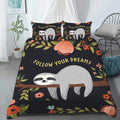 Axyaa King Size Sloth Bedding Set - Kawaii Theme Duvet Cover Comforter for Teens