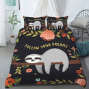 Axyaa King Size Sloth Bedding Set - Kawaii Theme Duvet Cover Comforter for Teens