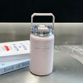 Axyaa Stainless Steel Vacuum Flask Insulated Cup with Handle, Straw, Cold&Hot Thermos Mug.