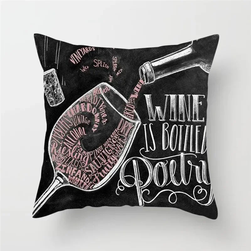 Axyaa Coffee Burger Wine Pie Juice Cushion Cover 45x45cm