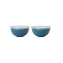 Axyaa Dark Blue Plastic Bowl with Lid Set for Kitchen, RV, Camping, Work, School - 6pcs