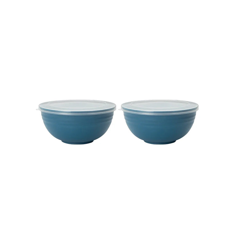 Axyaa Dark Blue Plastic Bowl with Lid Set for Kitchen, RV, Camping, Work, School - 6pcs