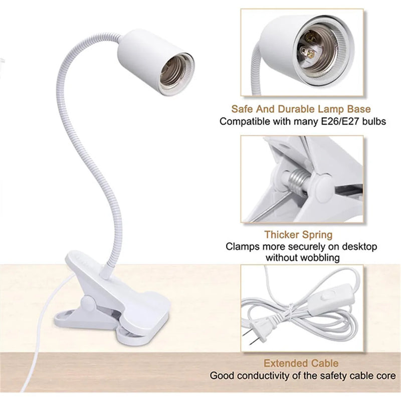 Axyaa Dimmable Clip-On Lamp Holder for Headboard Study and Turtle Heat Lamps