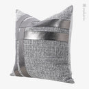 Axyaa Silver Gray PU Stitching Square Pillow: High-End Luxury Model Room Cushion