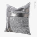 Axyaa Silver Gray PU Stitching Square Pillow Cushion - Luxury Model Room and Hotel Essential