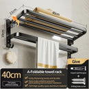 Axyaa Black Aluminum Towel Rack Holder 60CM with Hook and Tissue Holder