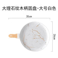 Axyaa Gold Ceramic Pizza Plate with Wooden Handle - Dessert & Pasta Western Food Plate
