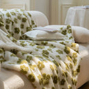 Axyaa Retro Jacquard Cashmere Blended Sofa Nap Blanket, Multifunctional & Thick Lambskin Blanket