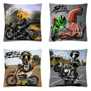 Axyaa Stunt Motorcycle Cartoon Soft Plush Cushion Cover Pillow Case