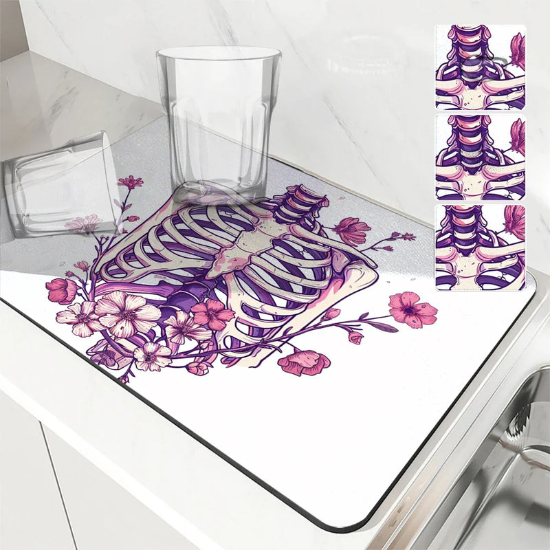 Axyaa Halloween Diatom Mud Kitchen Drain Pads Set for Tableware & Coffee Machine